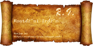 Rostási Irén névjegykártya